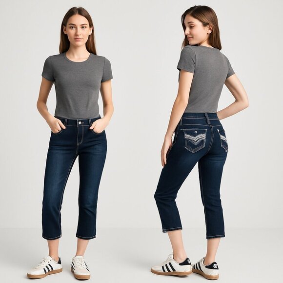 LOVE INDIGOπ Premium Womenβs Mid-Rise Capri Jeans π‘πΈβοΈ Size 6 - Picture 4 of 15